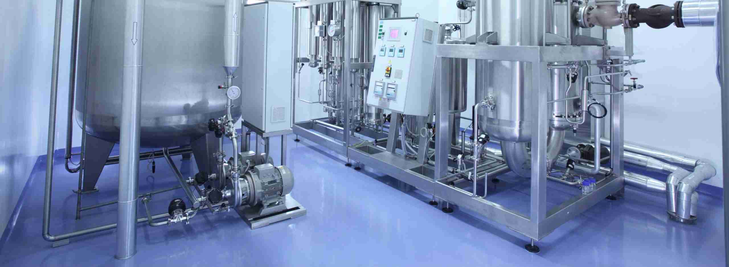 Mechanical room piping and equipment skids