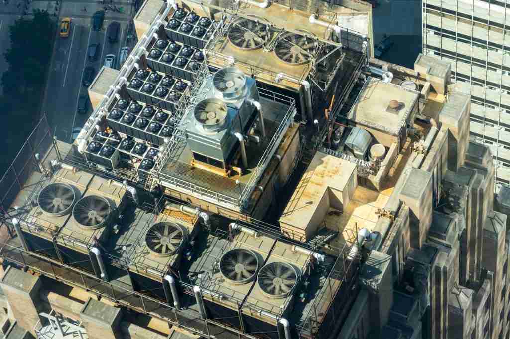 Rooftop equipment on a modern building
